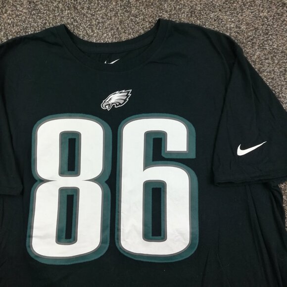 Philadelphia Eagles Zach Ertz T-Shirt Jersey Nike Black Mens 2XL Slim Fit - Picture 2 of 8